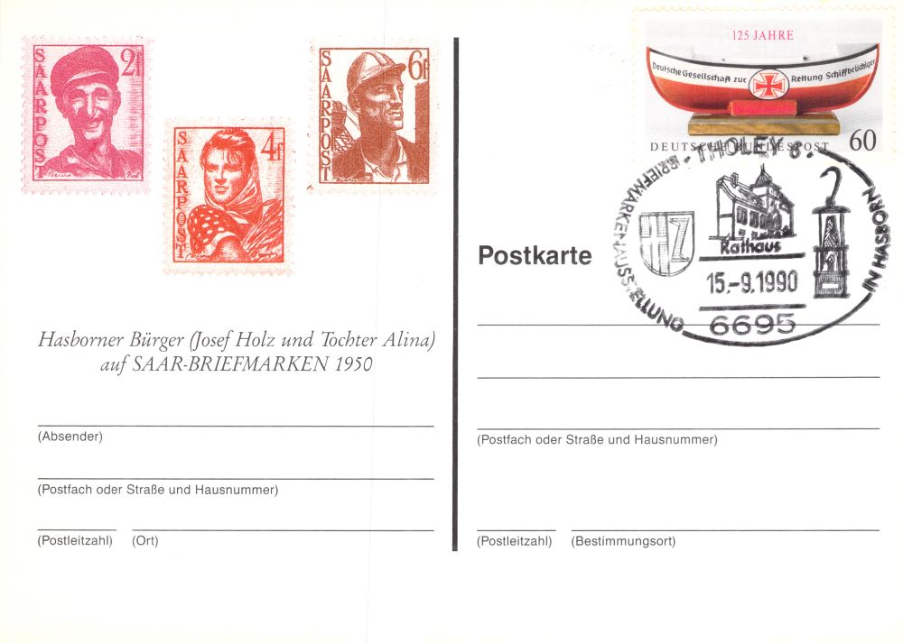 German territory of the Saar Postcard 1990