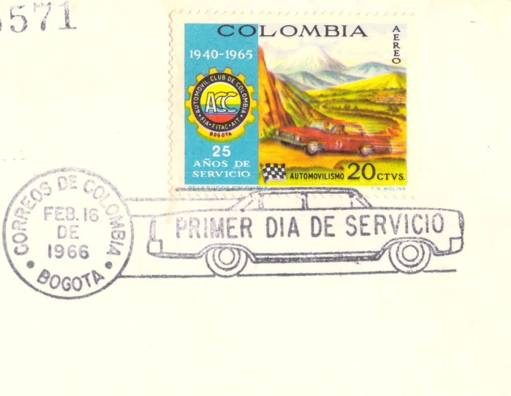 Colombia Scott C480 Automobile Club FDC 1966