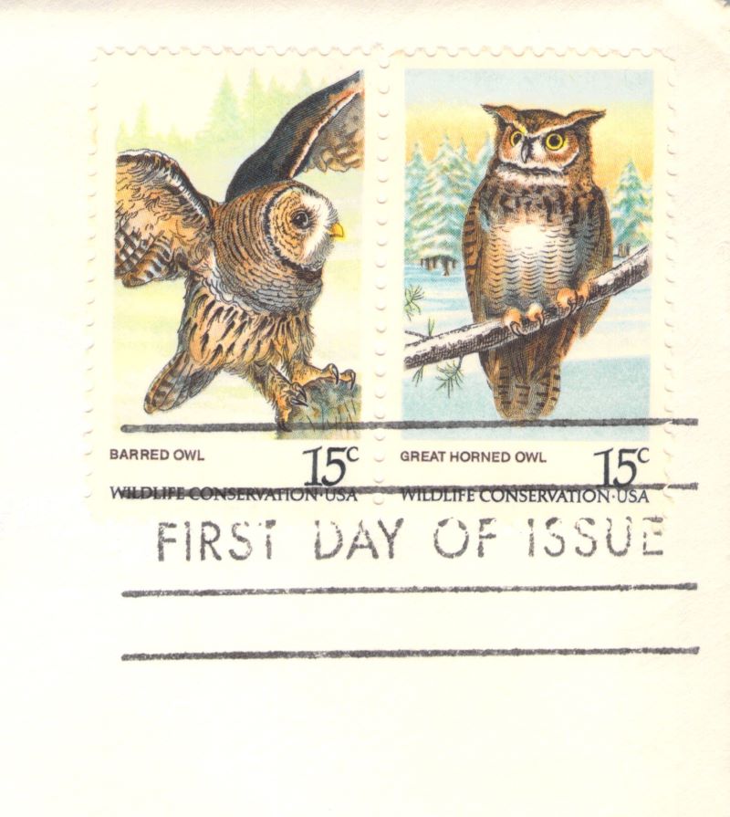 America FDC 1978 Barred Owl & Great Horned Owl
