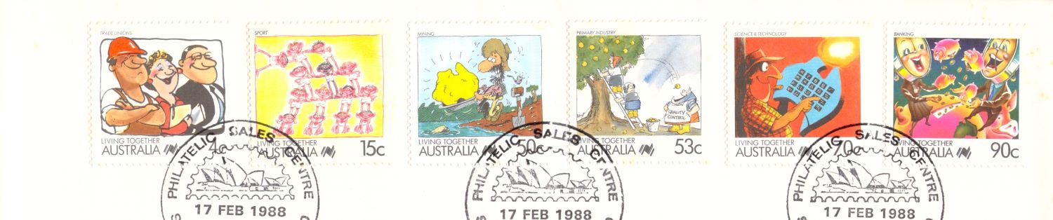 Australia Living Together Cartoon FDC 1988