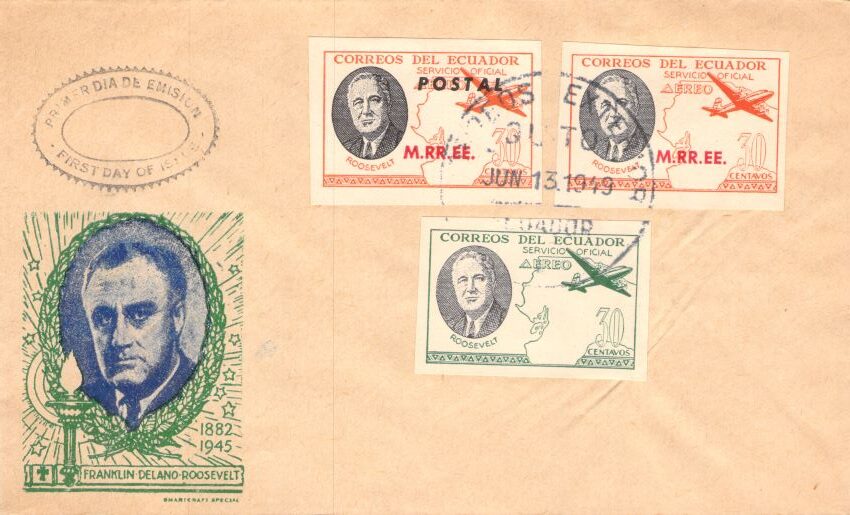 Official Air Service 1949 Correos Del Ecuador Postcard