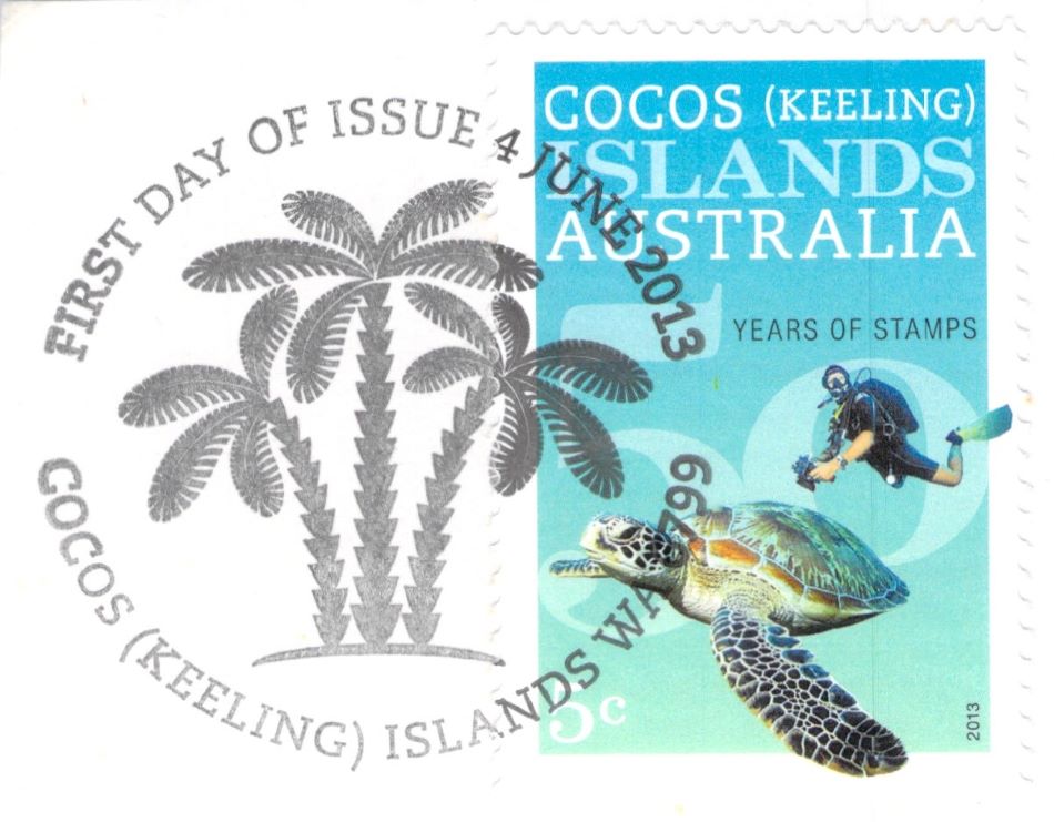 FDC Cocos Islands 50 Years of Stamps