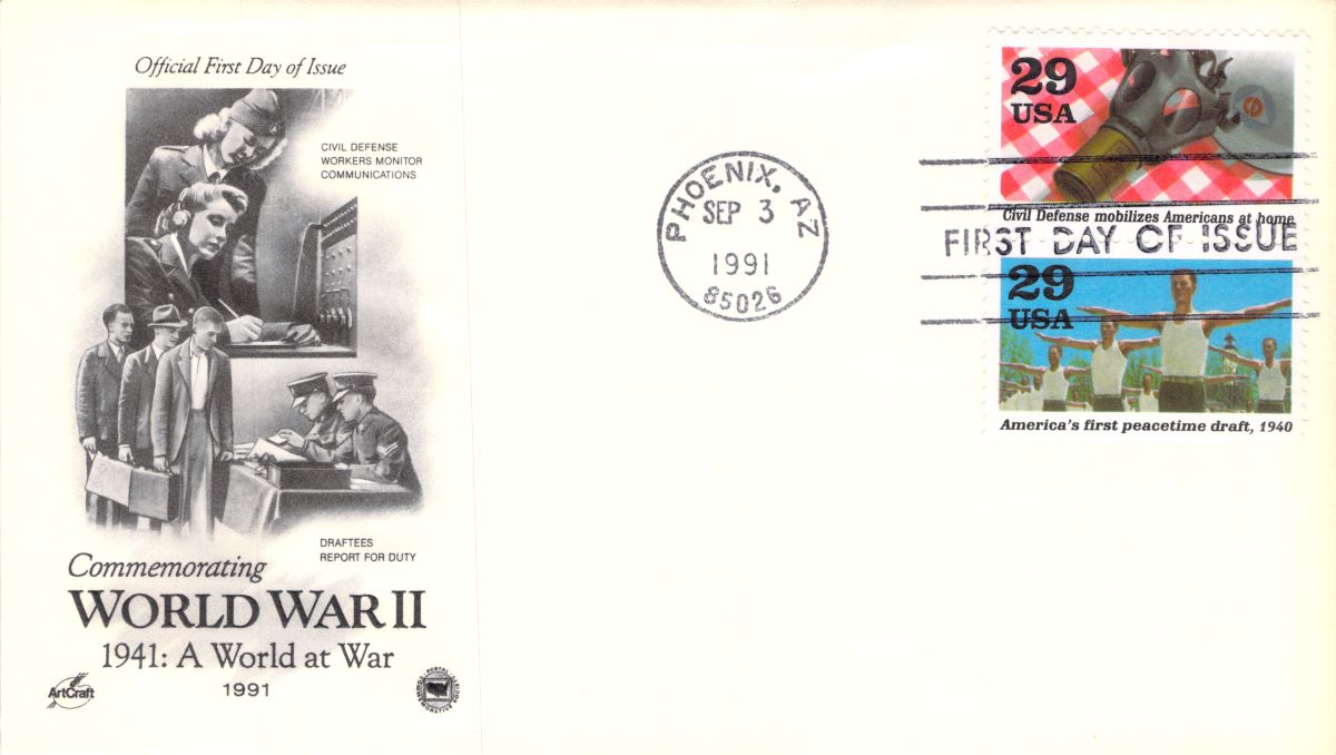 World War 2 Civil Defense & America's First Peacetime Draft FDC 1940 ...