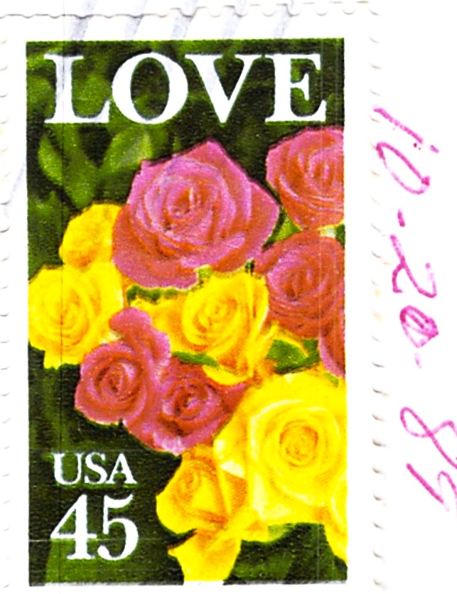 Issue: Love Rose Bouquet USA Stamp Type: Stamp Number of Stamps: 1 Stamps Denomination: 45c Issue Date: 1988 Issued By: United States Postal Service (USPS)