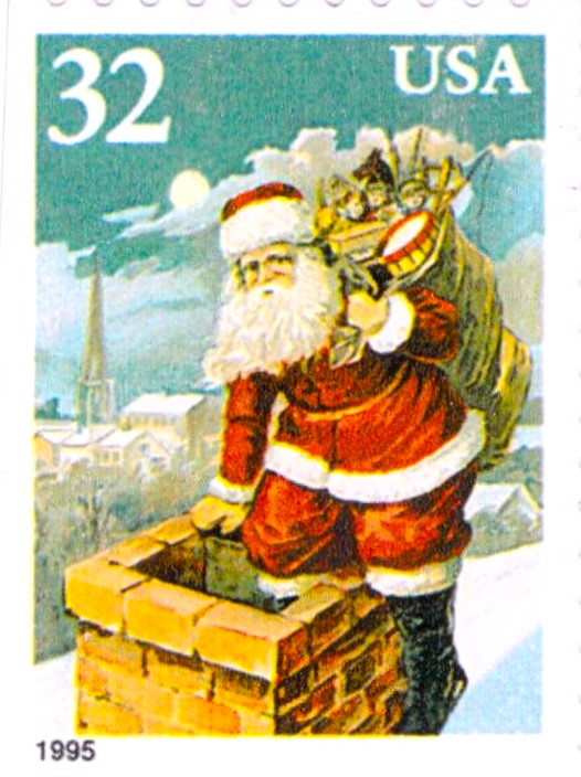 Issue: USA Christmas Santa Stamp 1995 Type: Stamp Number of Stamps: 1 Stamps Denomination: 1 Issue Date: 1995 Issued By: United States Postal Service (USPS)