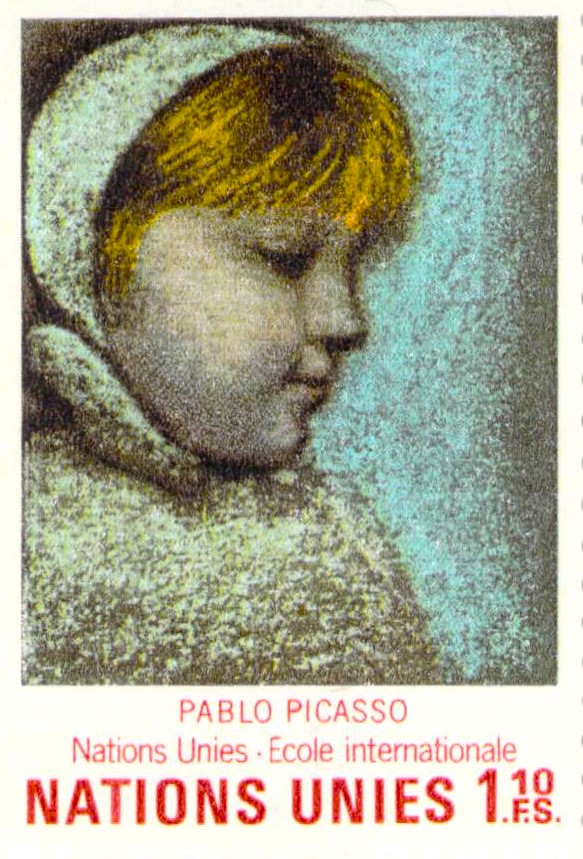 Issue:  United Nations International School Picasso Stamp Type:  Stamp Number of Stamps:  1 Stamps Denomination:  1.10 Issue Date:  1971 Issued By: United States Postal Service (USPS)