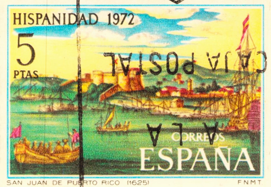 Issue: Spain 1972 Sun Juan De Puerto Rico Stamp Type:  Stamp Number of Stamps:  1 Stamps Denomination:   5 €  Issue Date:  1972 Issued By:  Spain POST