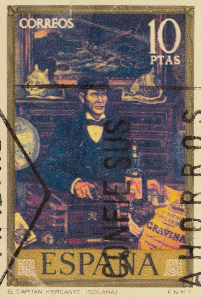 Issue:  Espana 1972 El Capitan Mercante Stamp Type:  Stamp Number of Stamps:  1 Stamps Denomination:  10PTAS Issue Date:  1972 Issued By:  Spain POST