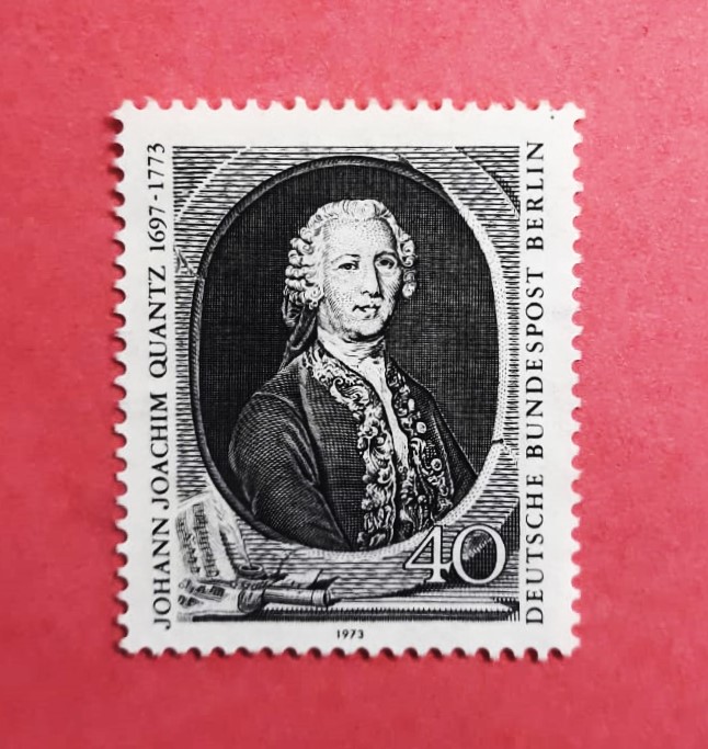 Issue:  Germany 1973 Johann Joachim Quantz Stamp Type:   Stamp Number of Stamps:   2 Denominations:   40  PF Issue Date:   1973 Issued By:   Germany Deutsche Post ( Deutschland )