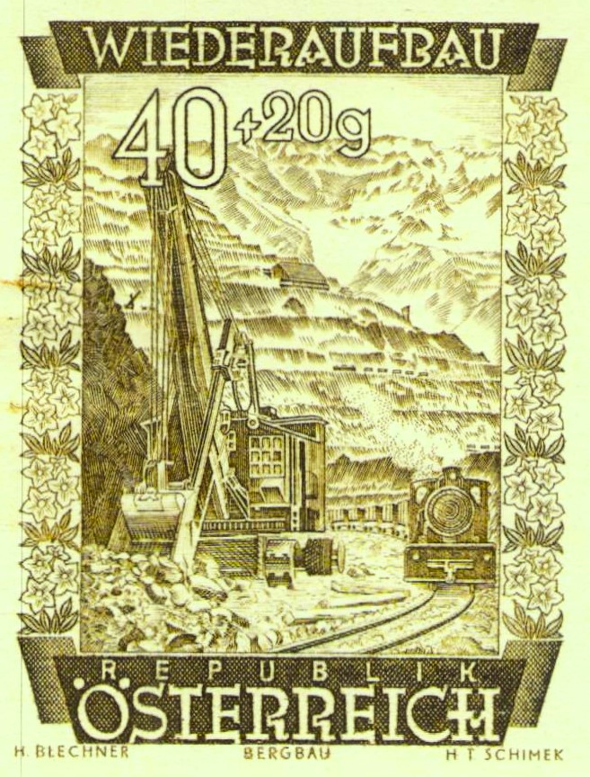 Issue:  Austrian 1948 Wiederaufbau H. Blechner H.T Schimek Stamp Type:  Stamp Number of Stamps:  1 Stamps Denomination:   40+20 g Issue Date:  1948 Issued By:  Australia Post