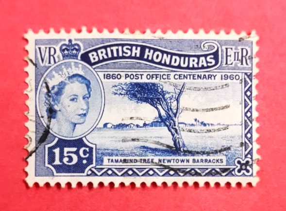 Issue:   British Honduras 1960 Queen Elizabeth II Tamarind Tree Newtown Barracks Stamp Type:   Stamp Number of Stamps:   1 Denominations:   15 C Issue Date:   1960 Issued By:   Brazil post