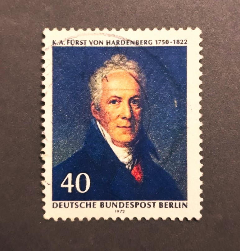 Issue:  Germany 1972 Von Hardenberg Stamp Type:   Stamp Number of Stamps:   2 Denominations:   20 PF Issue Date:   1972 Issued By:   Germany Deutsche Post ( Deutschland )