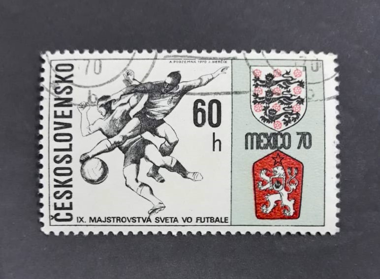 Issue:   Czechoslovakia 1970 World Championship In Football Stamp Type:   Stamp Number of Stamps:  1 Stamps Denomination:   60 h Issue Date:  1970 Issued By:  Czechoslovakia Postal Service (USPS)