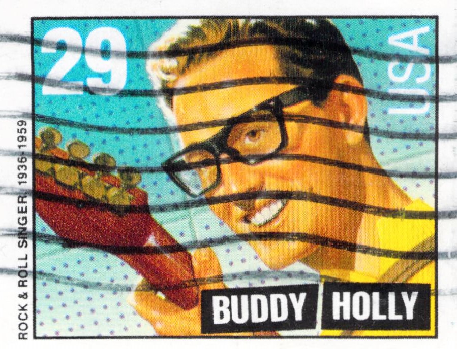 Issue:    USA 1936-1959 Buddy Holly Stamp Type:    Stamp Number of Stamps:    1 Denominations:   29  C Issue Date:    Issued By:   United States Postal Service (USPS)