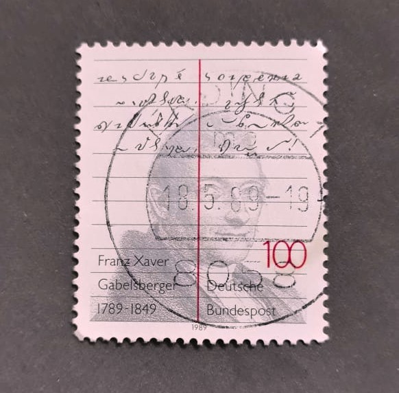 Issue:   Germany 1989 Franz Xaver Gabelsberger Stamp Type:   Stamp Number of Stamps:   1 Denominations:   100 PF Issue Date:   1982 Issued By:   Germany Deutsche Post ( Deutschland )