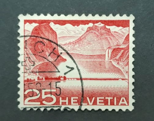 Issue:   Switzerland 1949 Malide Lake Lugano Stamp Type:   Stamp Number of Stamps:   1 Stamps Denomination:   25 C Issue Date:   1949 Issued By:   Switzerland Post