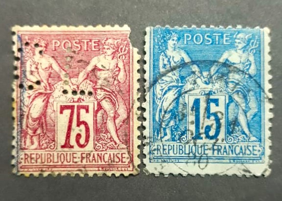 Issue:   France Republic Old Art Stamp Type:   Stamp Number of Stamps:   2 Denominations:   15,  75, Issue Date:   Issued By:   France post