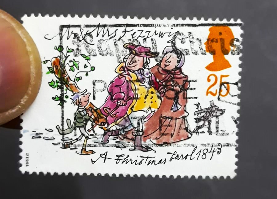 Issue:   UK 1993 A Christmas Carol Stamp Type:   Stamp Number of Stamps:   1 Stamps Denomination:   25  P Issue Date:   1993 Issued By:   Royal Mail, United Kingdom (UK)