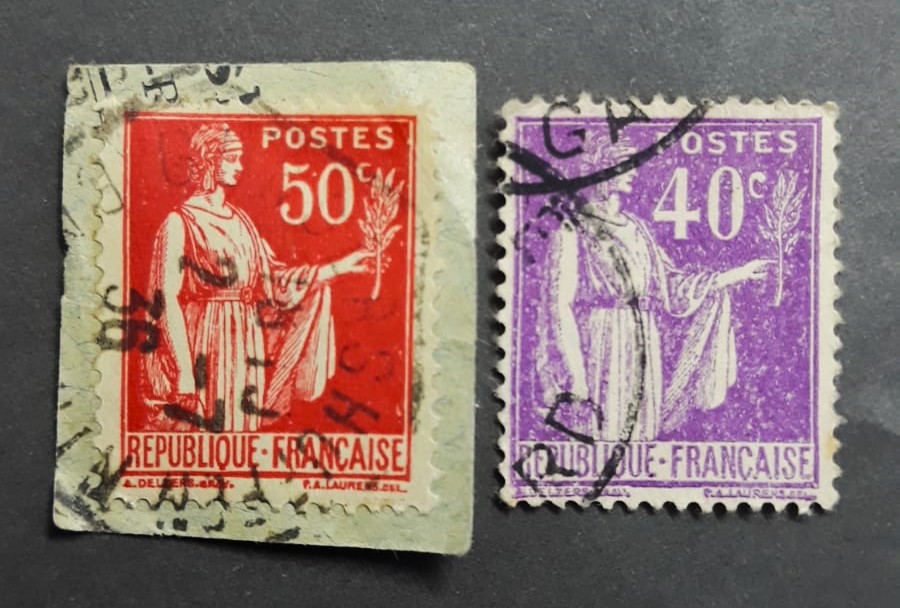 Issue:   France Set Of Old Stamp Type:   Stamp Number of Stamps:   2 Denominations:    50 C,  40 C Issue Date:   1932,  Issued By:   France post