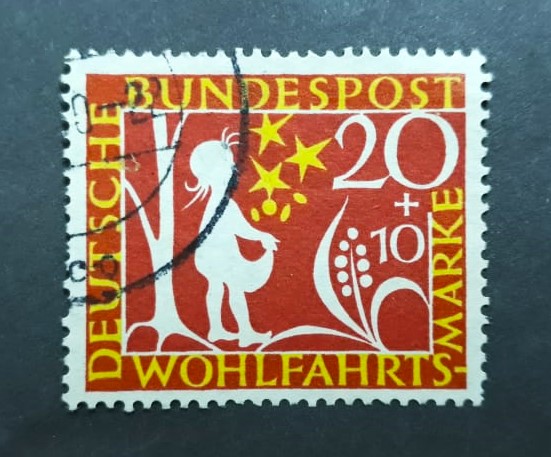 Issue:   Germany 1959 7 + 3 Wohlfahrt Marker Stamp Type:   Stamp Number of Stamps:   1 Denominations:   7 + 3  PF Issue Date:   1959 Issued By:   Germany Deutsche Post ( Deutschland )