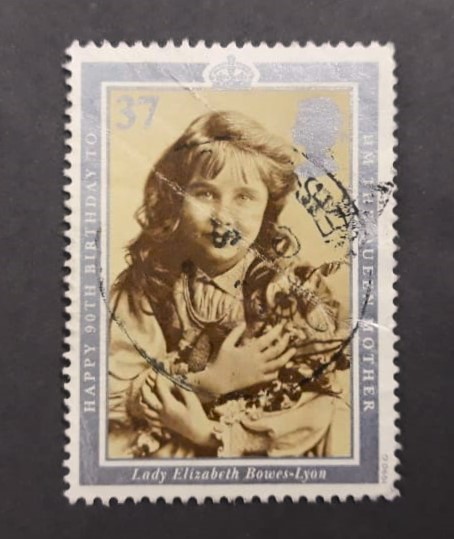Issue:    UK Great Britain 1990 Lady Elizabeth Bowes Lyon Happy 90th Birthday To Queen Mother Stamp Type:   Stamp Number of Stamps:   1 Stamps Denomination:   37 P Issue Date:   1990 Issued By:   Royal Mail, United Kingdom