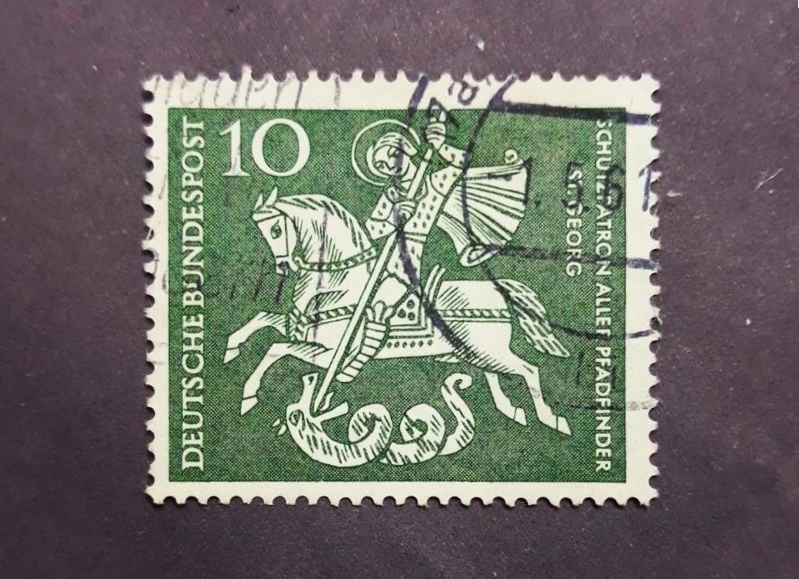 Issue:  Germany 1961 Georg Stamp Type:   Stamp Number of Stamps:   1 Denominations:    10 PF Issue Date:   1961 Issued By:   Germany Deutsche Post ( Deutschland )