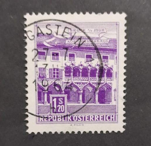 Issue:    Republic Of Austria 1962 Castle Bruck Mur Stamp Type:   Stamp Number of Stamps:   1 Stamps Denomination:    1.20 S Issue Date:   1962 Issued By:   Australia Post