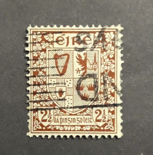 Issue:    Ireland 1941 Coat Of Arms Stamp Type:   Stamp Number of Stamps:   1 Stamps Denomination:   2 1/2  EUR Issue Date:   1941 Issued By:     Ireland Post