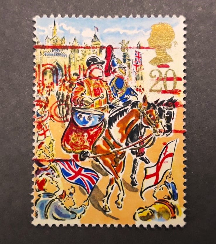 Issue:    UK 1989 Great Britain Lord Mayors Stamp Type:   Stamp Number of Stamps:   1 Stamps Denomination:   20 P Issue Date:   1989 Issued By:   Royal Mail, United Kingdom