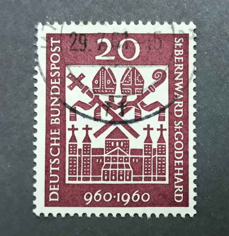 Issue:   Germany 1960 St.Bernward St.Godehard Stamp Type:   Stamp Number of Stamps:   1 Denominations:   20  PF Issue Date:   1960 Issued By:   Germany Deutsche Post ( Deutschland )