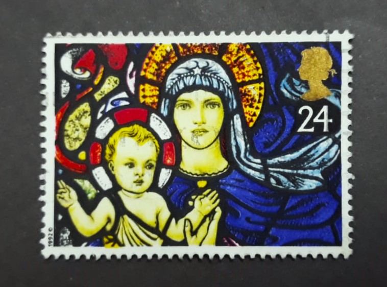 Issue:   UK 1992 Christmas Stamp Type:   Stamp Number of Stamps:   1 Stamps Denomination:    24 P Issue Date:   1992 Issued By:   Royal Mail, United Kingdom (UK)