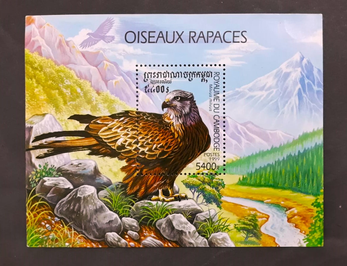 Issue:    Cambodia 1999 5400R Bird Souvenir Sheet Type:   Souvenir Sheet Number of Stamps:   1 Denominations:   5400 R Issue Date:    1999 Issued By:    Cambodia Post