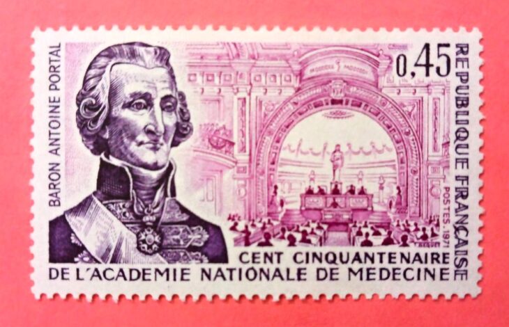 Issue:   France 1971 Baron Antoine Portal Stamp Type:   Stamp Number of Stamps:   1 Denominations:   0,45 C Issue Date:   1971 Issued By:  France post