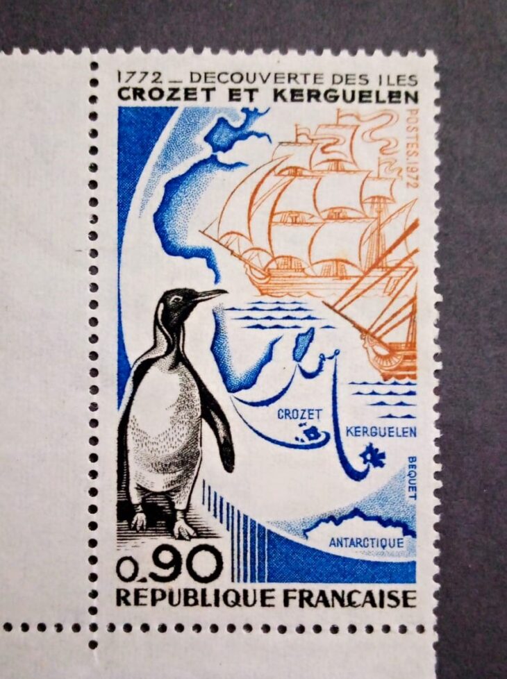 Issue:   France 1772 Discovery of The Crozet And Kerguelen Islands Stamp Type:   Stamp Number of Stamps:   1 Denominations:    0.90 C Issue Date:   1972 Issued By:   France post