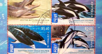 Issue:    Australia Dolphins of the Australian Coastline Souvenir Sheet Type:    Souvenir Sheet Number of Stamps:   4 Denominations:     55C , 1.35$ , 1.40$ , 2.05$ , Issue Date:    2009 Issued By:    Australia Post