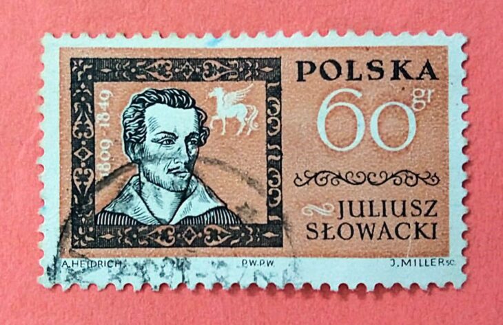 Issue:   Poland Juliusz Słowacki 1961 Stamp Type:   Stamp Number of Stamps:   1 Stamps Denomination:     60 GR Issue Date:    1961 Issued By:   Poland POST 