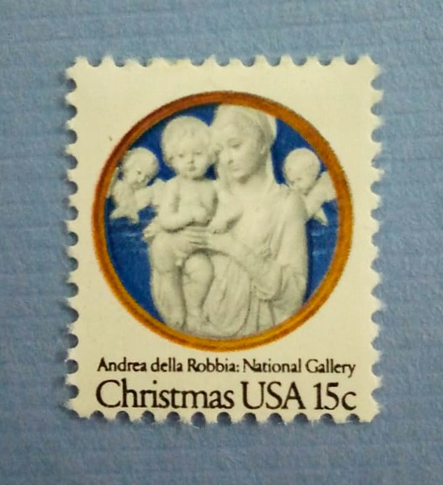 Issue:    USA Christmas Andrea della Robbia National Gallery Stamp Type:   Stamp Number of Stamps:   1 Stamps Denomination:    15c, Issue Date:    1978 Issued By:    United States Postal Service (USPS) 