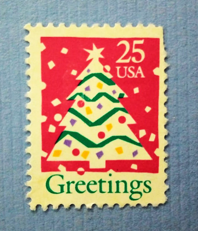 Issue:    USA Greetings 25c Tree Stamp Type:   Stamp Number of Stamps:   1 Stamps Denomination:    25c, Issue Date:    1990 Issued By:    United States Postal Service (USPS) 