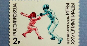 Issue:   Russia 1992 Mint Fencing game of the XXV Olympics Stamp Type:   Stamp Number of Stamps:   1 Stamps Denomination:    2P Issue Date:   1992 Issued By:   Russia POST 