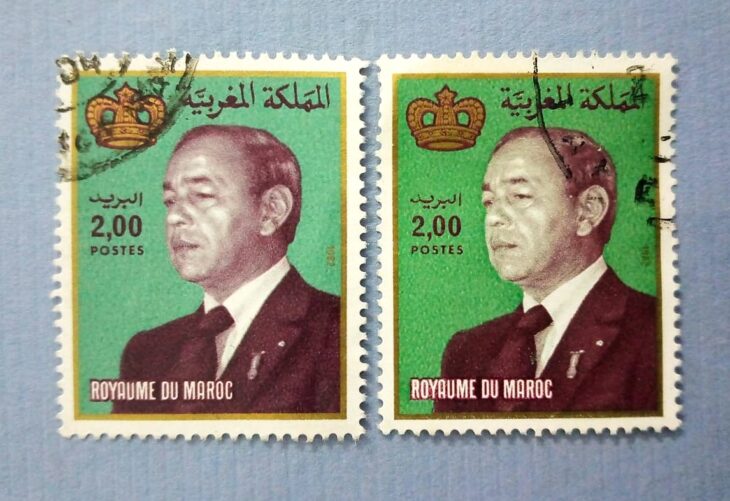 Issue:      Kingdom Of Morocco Set of King Hassan II Stamp Type:     Stamp Number of Stamps:     2 Stamps Denomination:     2.00  MAD  د.م Issue Date:       1982,  1962 Issued By:     Morocco Post 