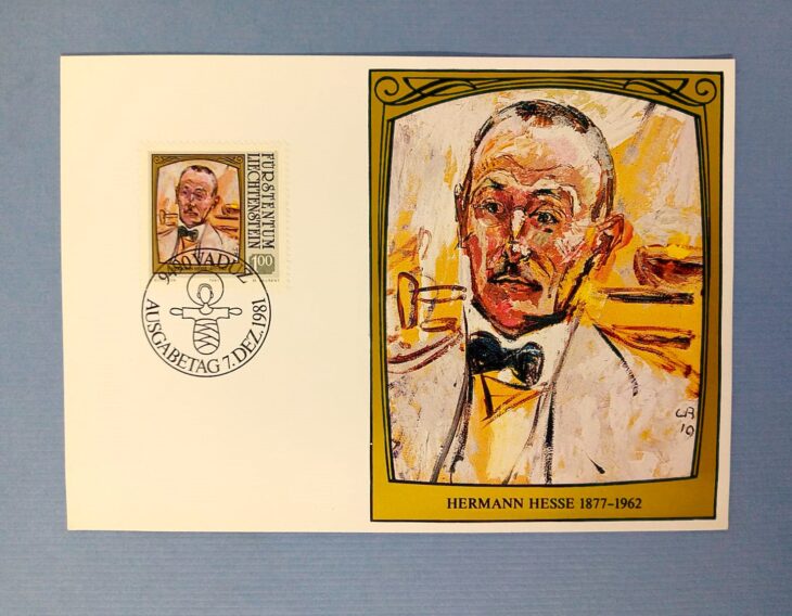 Issue:    Liechtenstein Hermann Hesse 1962 FDC Postcard Type:    Postcard Number of Stamps:    1 Denominations:    100 y Issue Date:     1962 Issued By:    Europe Post 