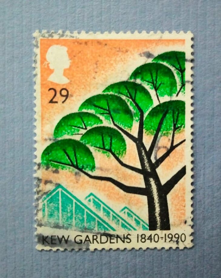 Issue:      Great Britain 1990 Kew Gardens Stamp Type:    Stamp Number of Stamps:     6 Stamps Denomination:     29 P Issue Date:     1995 Issued By:    Royal Mail, United Kingdom