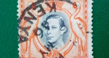 Issue:      Kenya Uganda Tanganyika King George 1938 Stamp Type:     Stamp Number of Stamps:      1 Stamps Denomination:       20 C,  Issue Date:       1938 Issued By:      Kenya Post