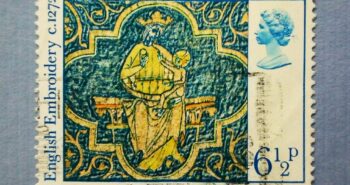 Issue:     Great Britain English Embroidery 1976 Stamp Type:     Stamp Number of Stamps:     10 Stamps Denomination:     6½ P Issue Date:     1976 Issued By:    Royal Mail, United Kingdom 