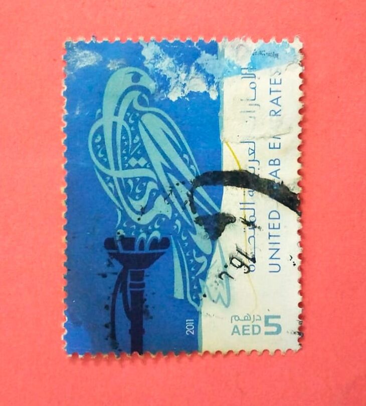 Issue:      Arab Emirates Falcon Series 2011 5 ADE Stamp Type:     Stamp Number of Stamps:     1 Stamps Denomination:      5 AED Issue Date:      2011 Issued By:      Arab Emirates Post
