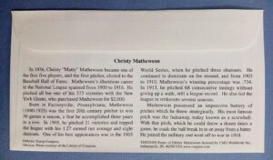 USA Legends of Baseball Christy Mathewson Baseball pitcher First Day Cover