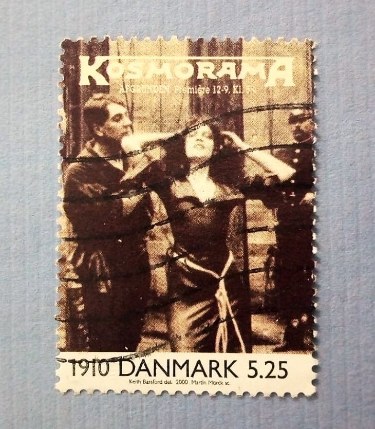 Issue:       Denmark Asta Nielsen and Poul Reumert 2000 Stamp Type:        Stamp Number of Stamps:          1 Stamps Denomination:          5.25  DKK, Issue Date:          2000 Issued By:        Denmark Pos