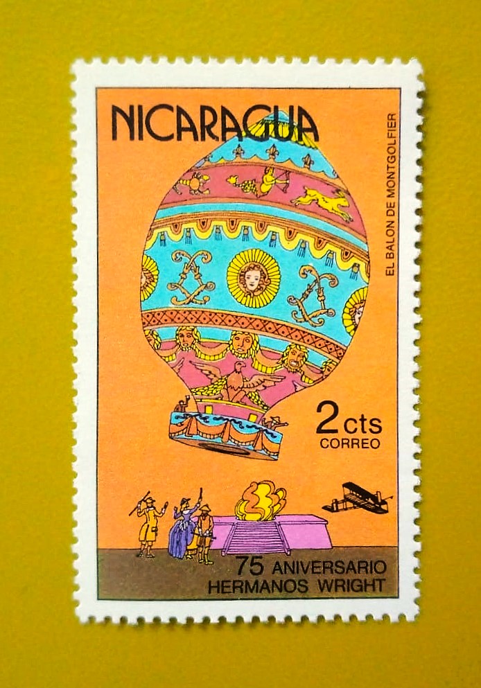 Issue:      Nicaragua 75th Anniversary of the Wright Brothers Stamp Type:      Stamp Number of Stamps:      1 Stamps Denomination:      2 cts, Issue Date:       1978 Issued By:      Nicaragua Post 