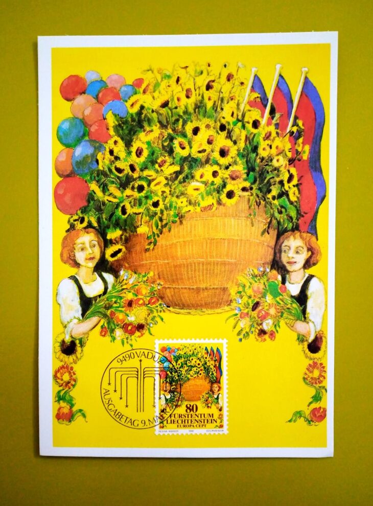 Issue:      Liechtenstein Folklore 1981 Postcard Type:      Postcard Number of Stamps:      1 Denominations:      80 y Issue Date:      1981 Issued By:      Europe Post 