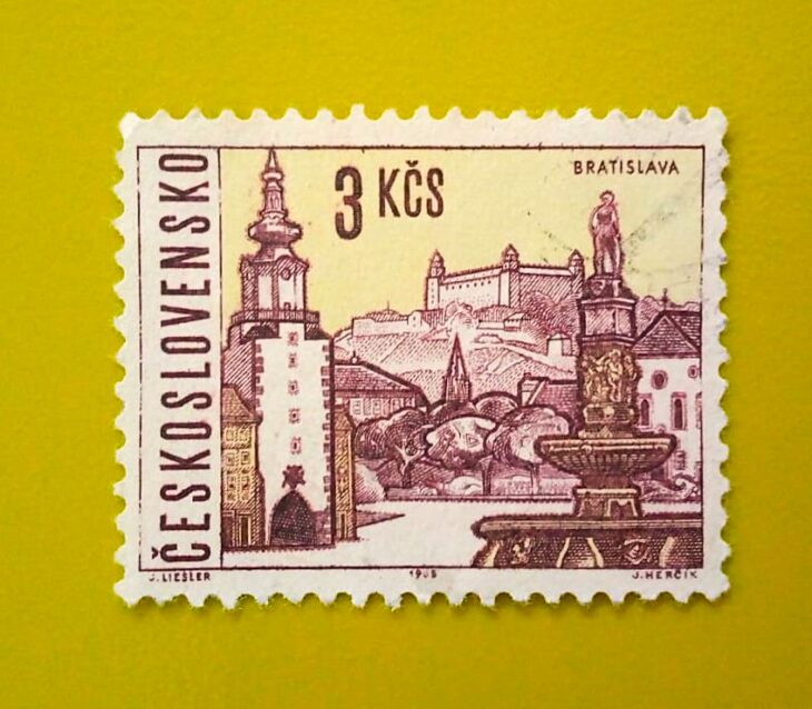 Issue:      Czechoslovakia Bratislava 1965 Stamp Type:      Stamp Number of Stamps:       1 Stamps Denomination:        3 KCS, Issue Date:      1965 Issued By:      Czechoslovakia Postal Service (USPS) 